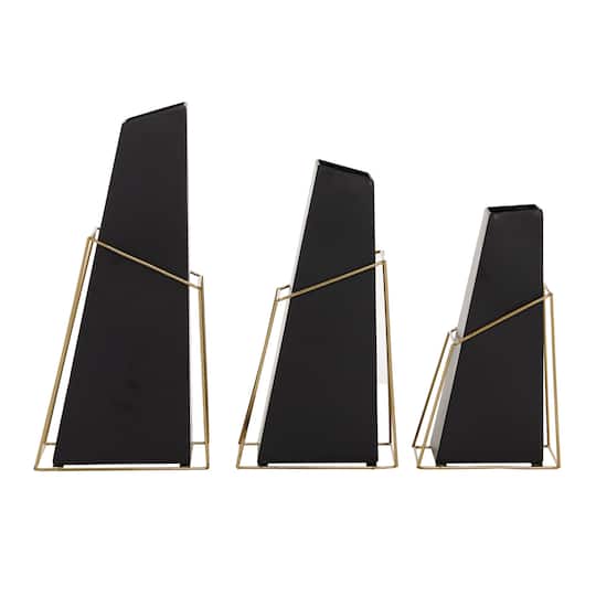 Black Metal Contemporary Vase Set